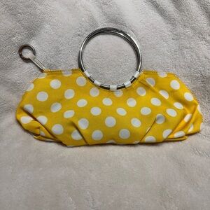 Yellow polka dot wristlet